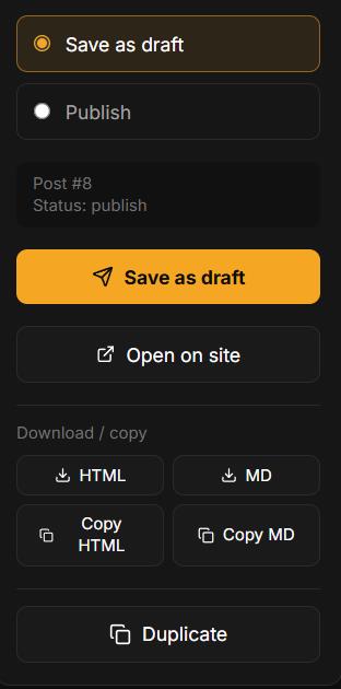 Article page — the Republish button and last publication status Article page — the Republish button and last publication status