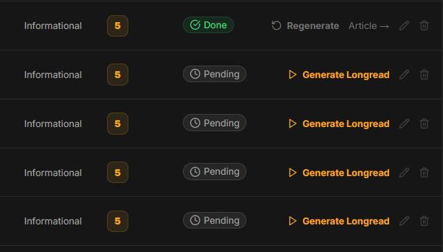 Generate button on the keywords page Generate button on the keywords page