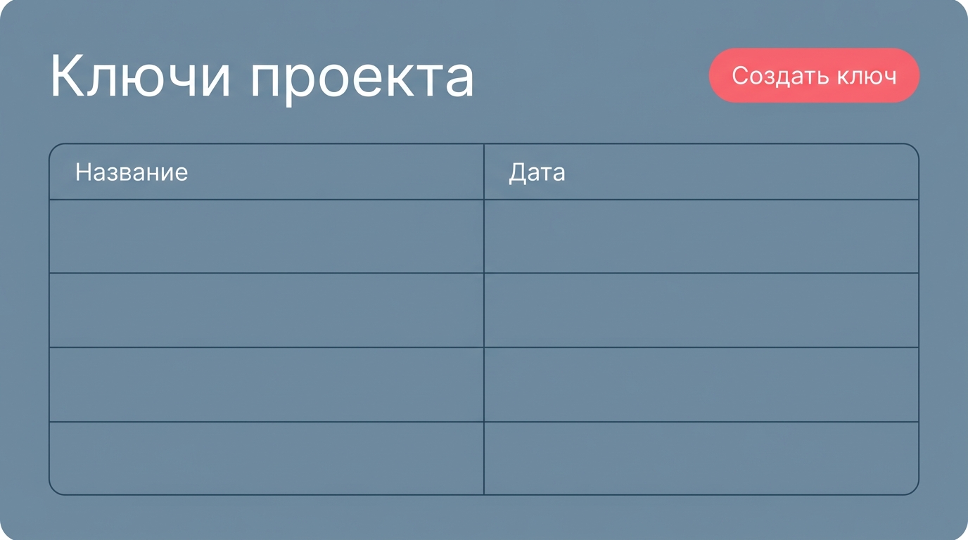 скриншот раздела API keys с подсвеченной кнопкой выпуска новой строки