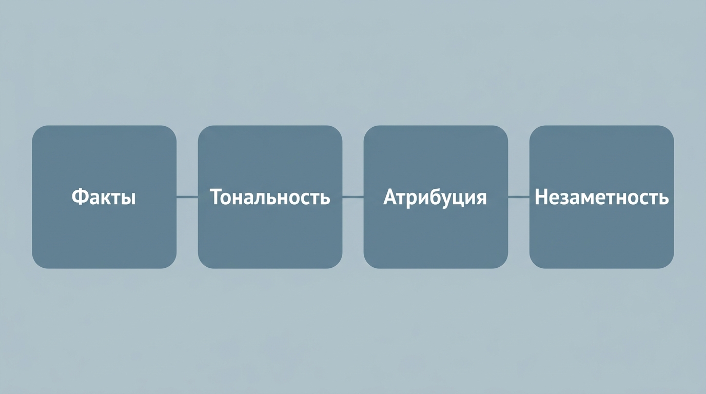 Четыре вещи, которые нейросеть ломает при переписывании текста: факты, тональность, атрибуция и незаметность правки
