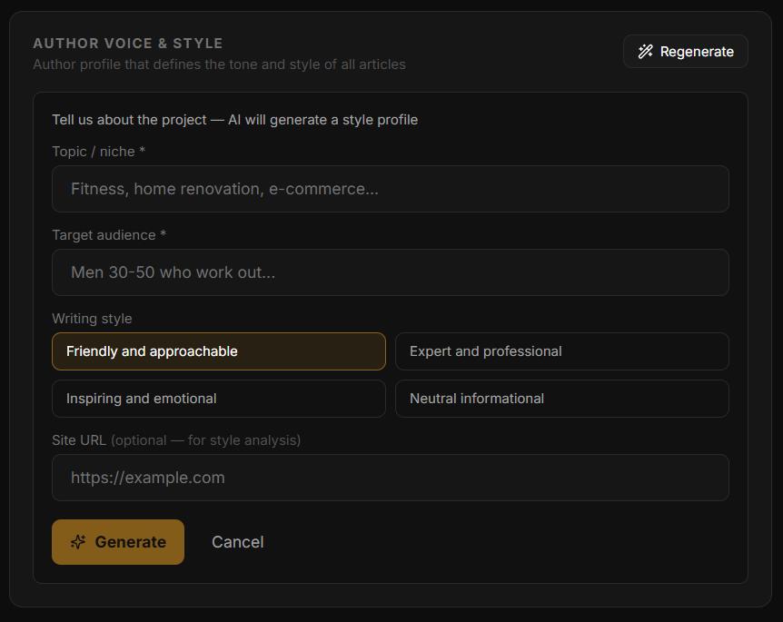Author Voice settings Author Voice settings